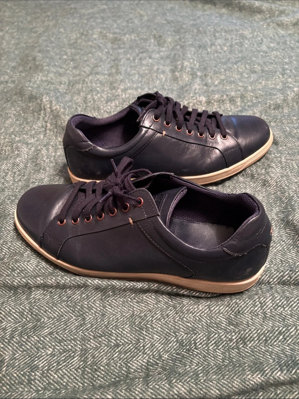 Cole Haan Navy Leather Low-Top Lace-Up Sneakers